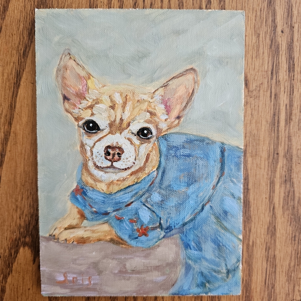 Abstract oil Painting cute dog, Chihuahua